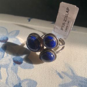 Lapis Camilla Silvertone Ring NWT